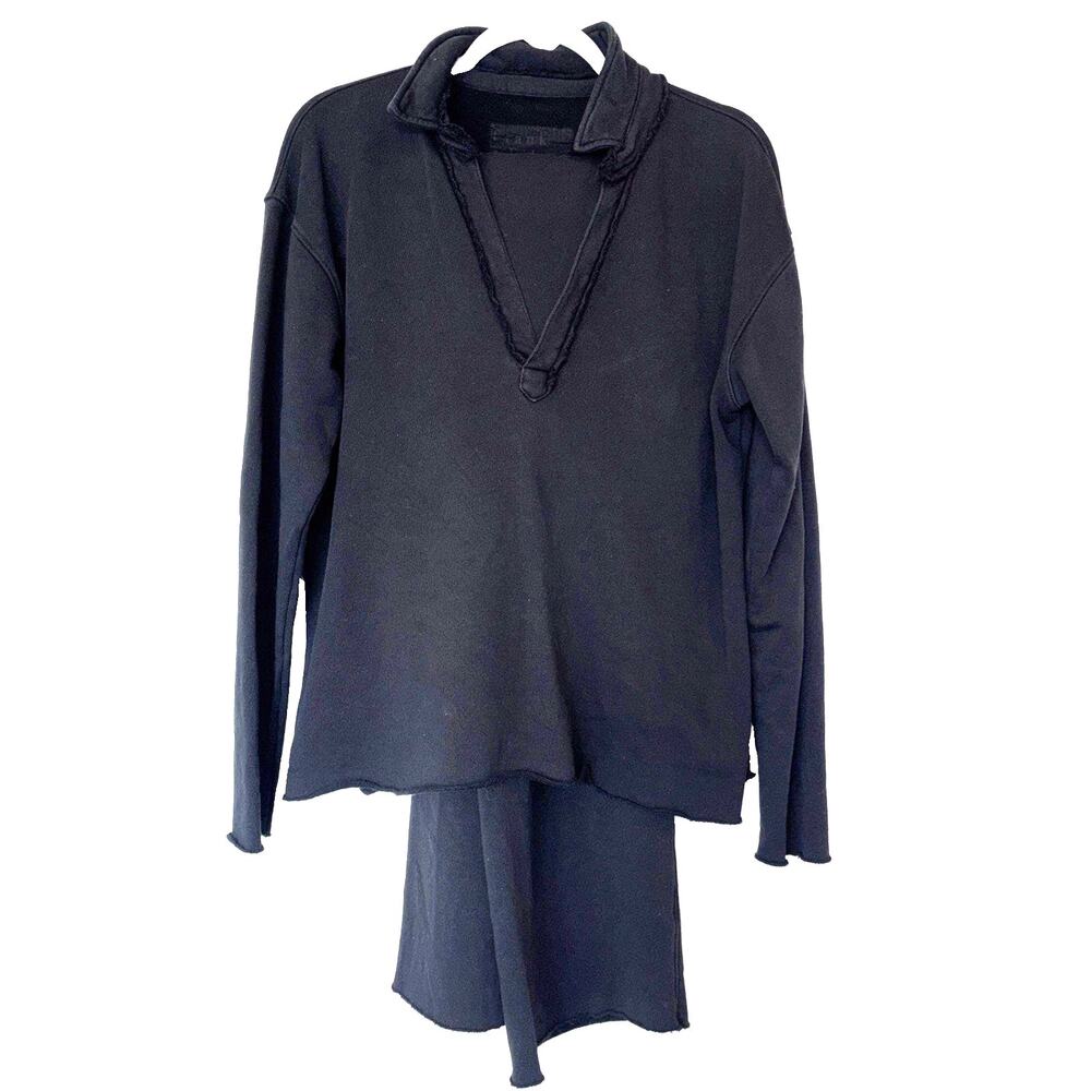 Frank Eileen Patrick Popover Henley Catherine Favorite Wide Sweatpant Set Black